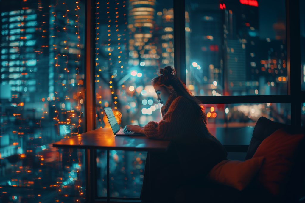 Young woman reading the Citymesh sustainability values