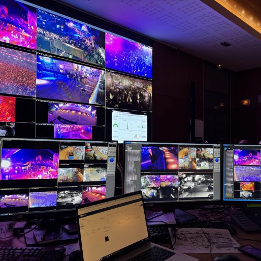 Camera surveillance center securing a festival