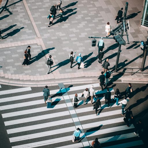 Busy street crossing